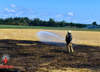 Brand op akker aan Hammerdijk in Vroomshoop snel geblust